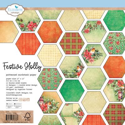 Elizabeth Craft Designs Festive Holly - Patterned Cardstock Paper