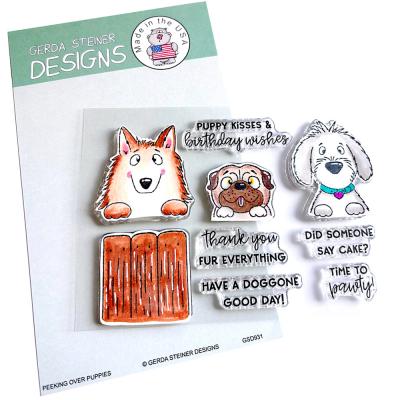 Gerda Steiner Designs Stempel - Peeking Over Puppies