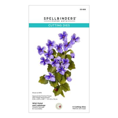 Spellbinders The Poet's Garden Etched Dies - Wild Violet And Ladybugs