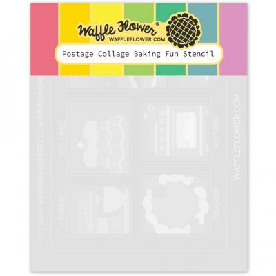 Waffle Flower Postage Collage Stencil - Baking Fun