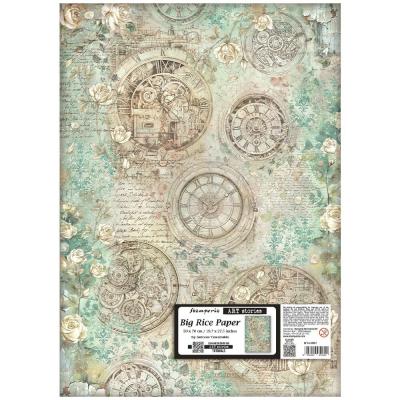 Stamperia Art Stories Big Rice Paper - Clocks And Roses