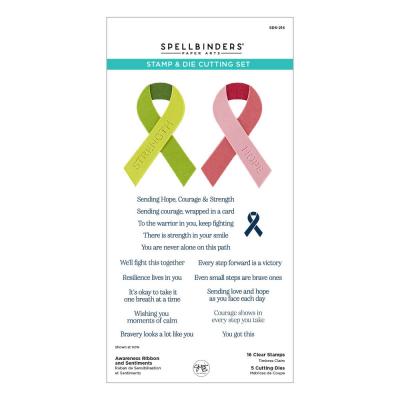 Spellbinders We All Have Baggage Stamp & Die - Awareness Ribbon And Sentiments