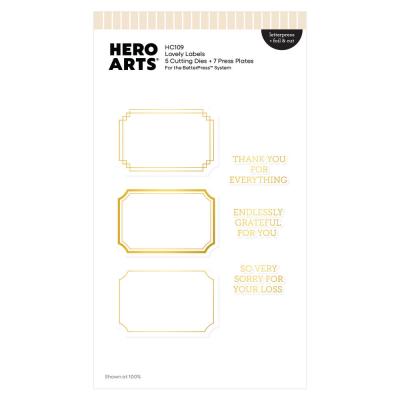 Hero Arts Tranquil Garden Press Plate & Die Set - Lovely Labels