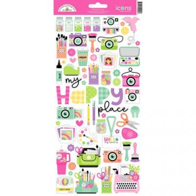 Doodlebug Color Me Crafty - Icon Cardstock Stickers