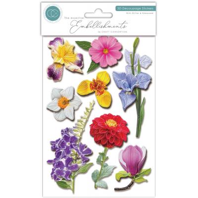 Craft Consortium 3D Decoupage Stickers - Flowers
