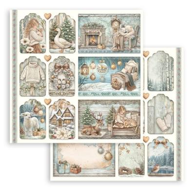 Stamperia White Christmas Designpapier - Mixed Cards And Tags