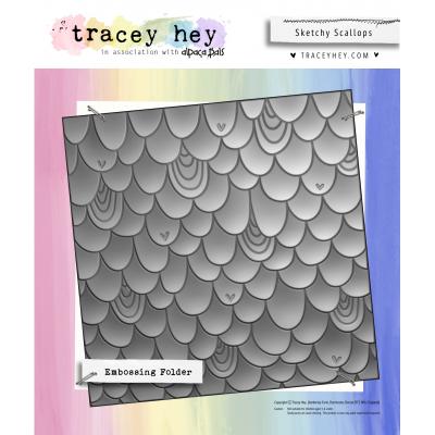 Tracey Hey Embossing Folder - Sketchy Scallops